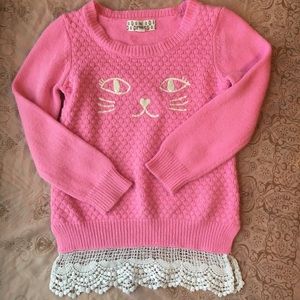 Pink kitty face sweater
